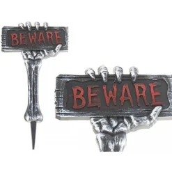 Skeleton Arm Beware Sign - 53Cm<Party Delights Clearance