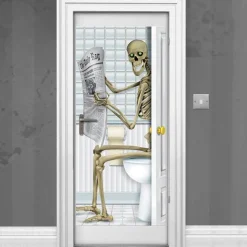 Skeleton Bathroom Door Decoration - 1.5M<Party Delights Sale