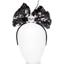 Party Delights Skeleton Sequin Hair Bow Headband< Hats & Headwear