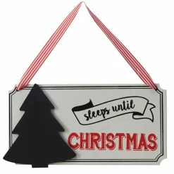 Party Delights Sleeps Until Christmas Wooden Sign - 21.5Cm< Hanging Decorations