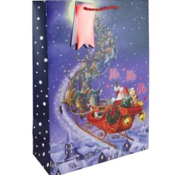 Sleigh Ride Santa Extra Large Gift Bag - 45.5Cm X 33Cm<Party Delights Clearance