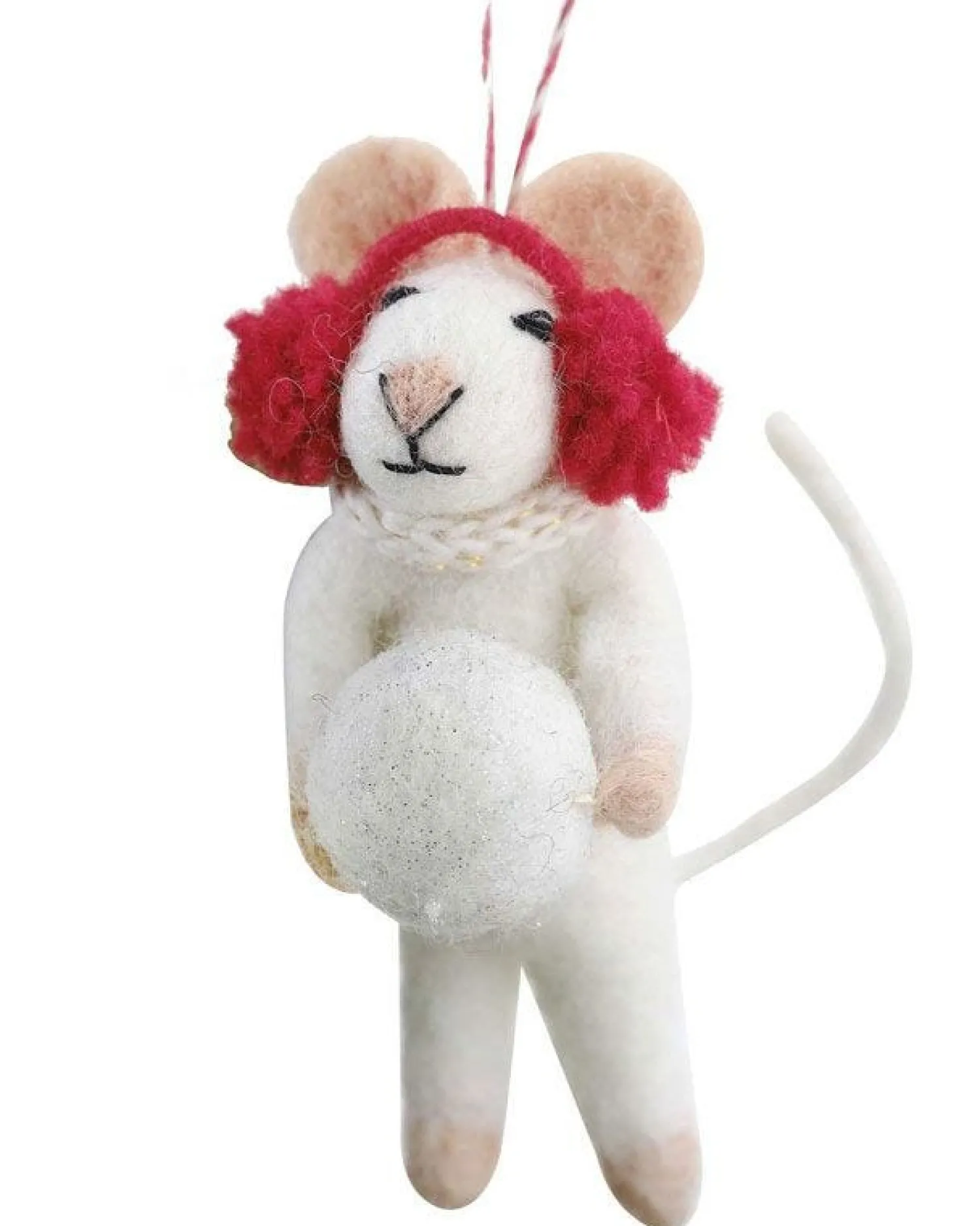 Snowball Mouse Tree Decoration<Party Delights Hot