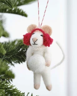 Snowball Mouse Tree Decoration<Party Delights Hot