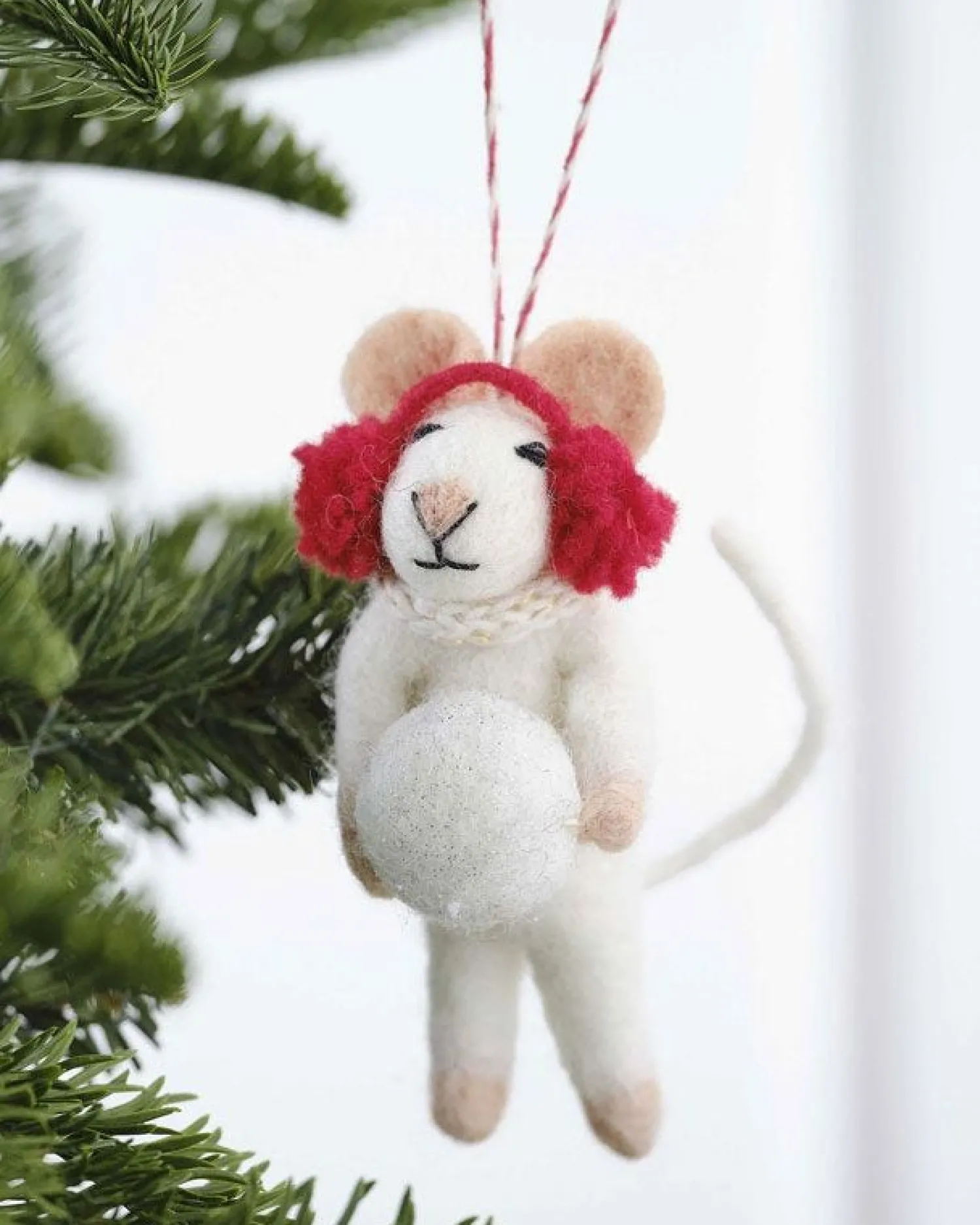 Snowball Mouse Tree Decoration<Party Delights Hot