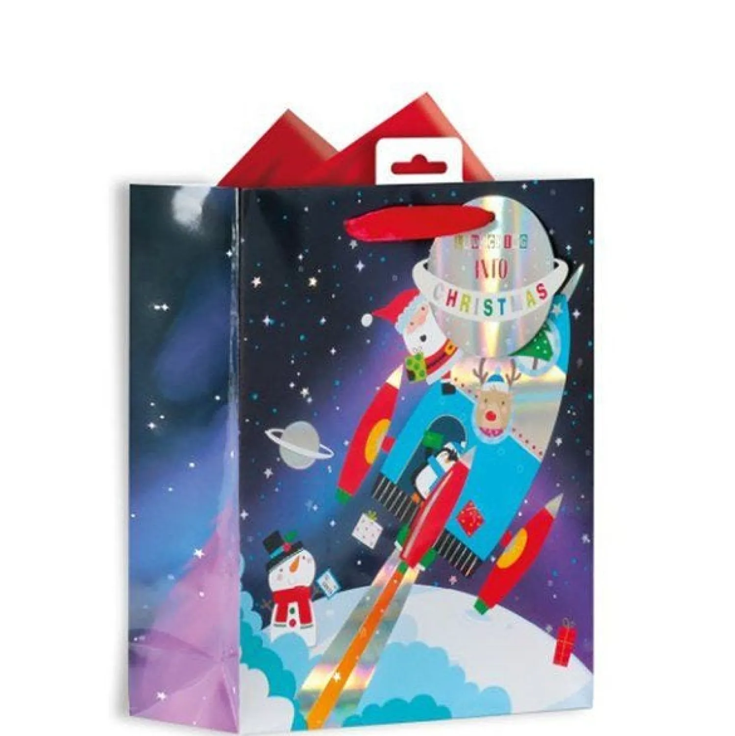 Spaceship Santa Gift Bag - Medium<Party Delights Hot