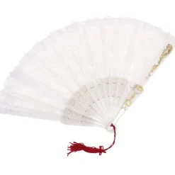 Party Delights Spanish White Lace Fan - 31Cm< Costume Props