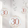 Party Delights Sparking Fizz 30Th Hanging Swirls (6Pk)< Hanging Decorations