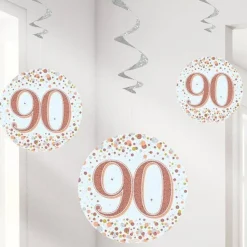 Party Delights Sparking Fizz 90Th Hanging Swirls (6Pk)< Hanging Decorations