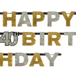 Party Delights Sparkling Celebration 40Th Birthday Letter Banner - 2M< Banners