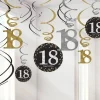 Party Delights Sparkling Celebration 18Th Birthday Hanging Swirls - 45Cm (12Pk)< Hanging Decorations