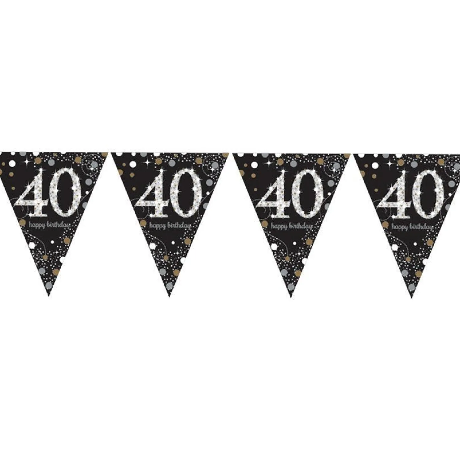 Party Delights Sparkling Celebration 40Th Foil Bunting - 4M< Bunting