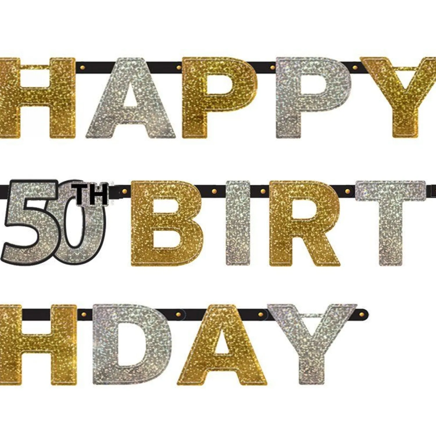 Party Delights Sparkling Celebration 50Th Birthday Letter Banner - 2M< Banners