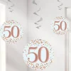 Party Delights Sparkling Fizz 50Th Hanging Swirls (6Pk)< Hanging Decorations