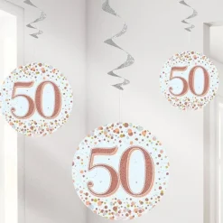 Party Delights Sparkling Fizz 50Th Hanging Swirls (6Pk)< Hanging Decorations