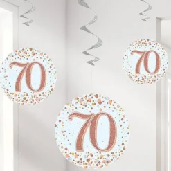 Party Delights Sparkling Fizz 70Th Hanging Swirls (6Pk)< Hanging Decorations