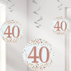 Party Delights Sparkling Fizz 40Th Hanging Swirls (6Pk)< Hanging Decorations