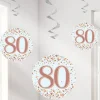 Party Delights Sparkling Fizz 80Th Hanging Swirls (6Pk)< Hanging Decorations