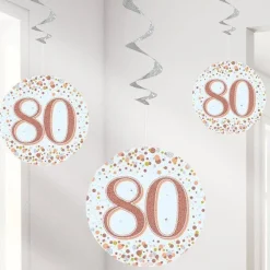 Party Delights Sparkling Fizz 80Th Hanging Swirls (6Pk)< Hanging Decorations