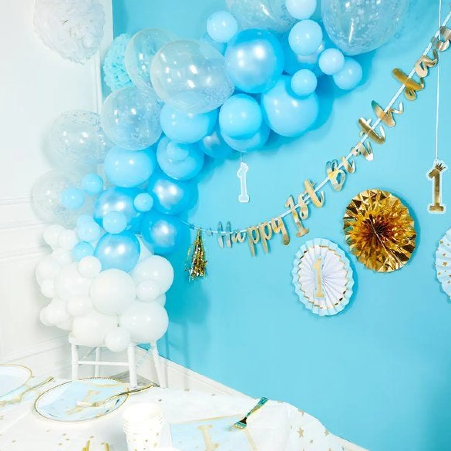 Party Delights 1St Birthday Blue Letter Banner - 1.8M< Banners