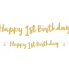 Party Delights 1St Birthday Pink Letter Banner - 1.8M< Banners