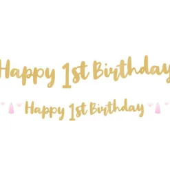 Party Delights 1St Birthday Pink Letter Banner - 1.8M< Banners