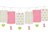 Party Delights 1St Birthday Pink Mix Lantern Garland - 3.6M< Hanging Decorations