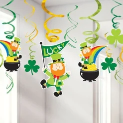 Party Delights St Patrick's Day Hanging Swirls - 25Cm (12Pk)< Hanging Decorations