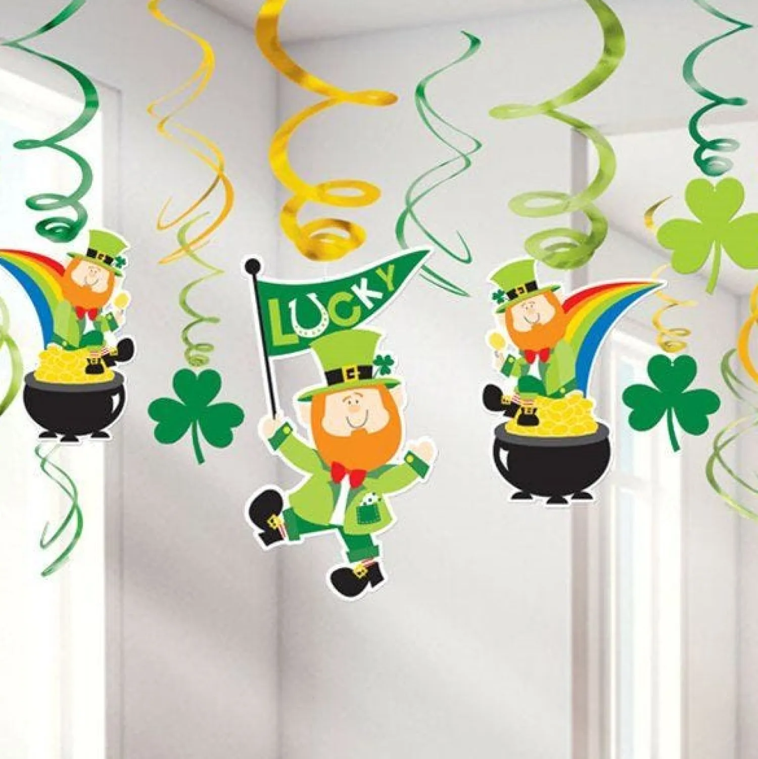 Party Delights St Patrick's Day Hanging Swirls - 25Cm (12Pk)< Hanging Decorations