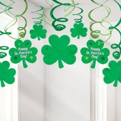 Party Delights St Patrick's Day Shamrock Hanging Swirls - 60Cm (30Pk)< Hanging Decorations