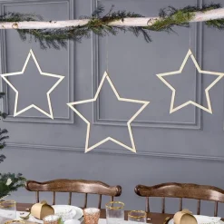 Star Wooden Decorations (3Pk)<Party Delights Clearance