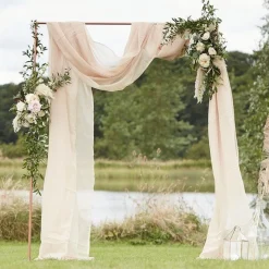 Party Delights Taupe Draping Voile Backdrop - 6M X 2.5M< Party Backdrops