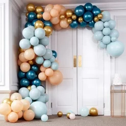 Party Delights Teal & Gold Chrome Large Balloon Arch Diy Kit - 200 Balloons< Arches & Clouds