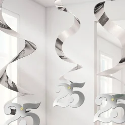 Party Delights 25Th Anniversary Hanging Swirls - 60Cm (5Pk)< Hanging Decorations