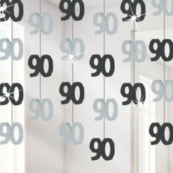 Party Delights 90Th Birthday Black Hanging Decorations - 5Ft Party Decorations (6Pk)< Hanging Decorations