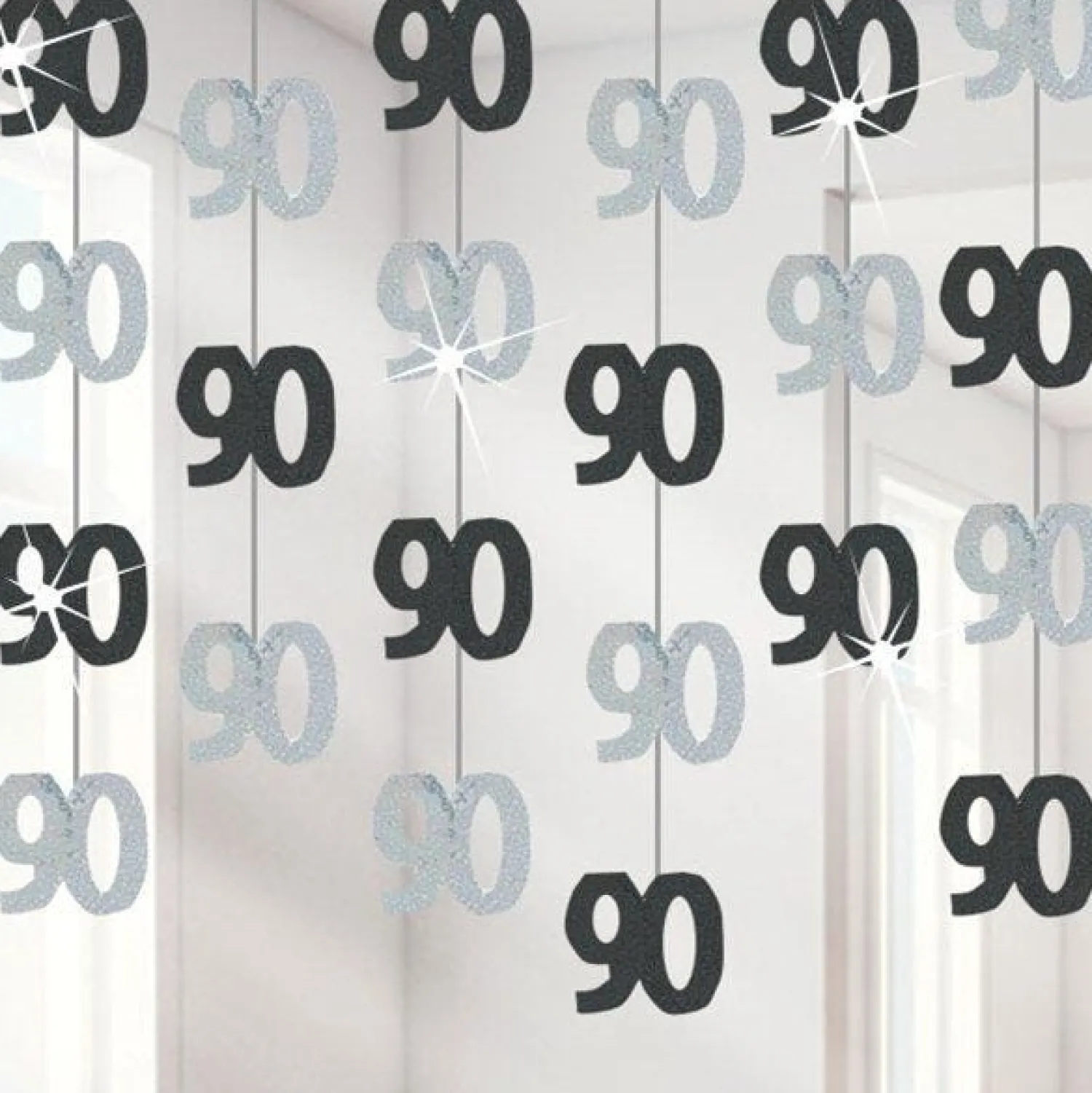 Party Delights 90Th Birthday Black Hanging Decorations - 5Ft Party Decorations (6Pk)< Hanging Decorations