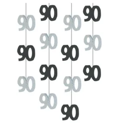 Party Delights 90Th Birthday Black Hanging Decorations - 5Ft Party Decorations (6Pk)< Hanging Decorations