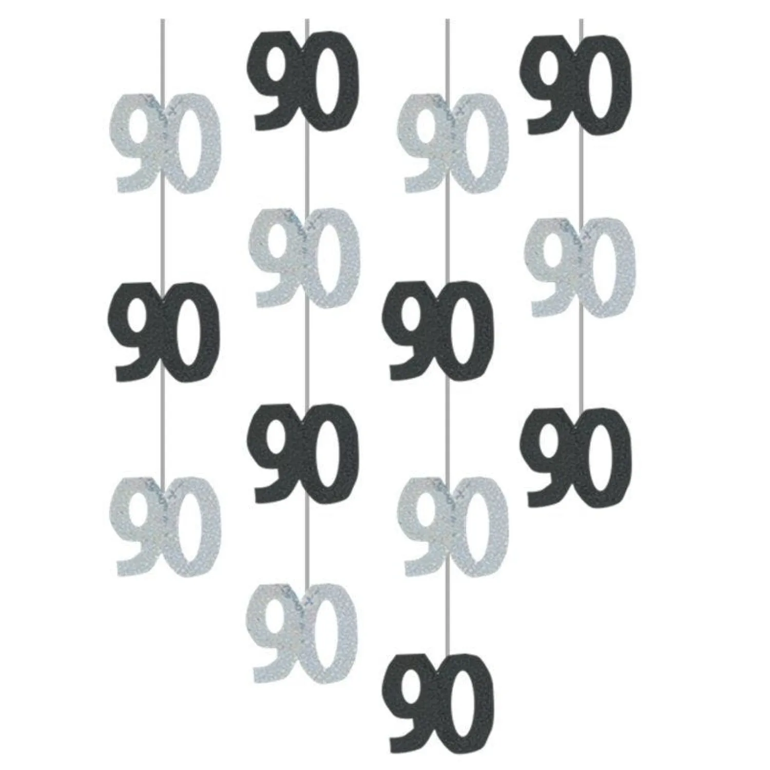Party Delights 90Th Birthday Black Hanging Decorations - 5Ft Party Decorations (6Pk)< Hanging Decorations