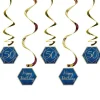 Party Delights 50Th Birthday Navy & Gold Geode Hanging Swirls (5Pk)< Hanging Decorations