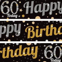 Party Delights 60Th Birthday Paper Banners - 1M (3Pk)< Banners