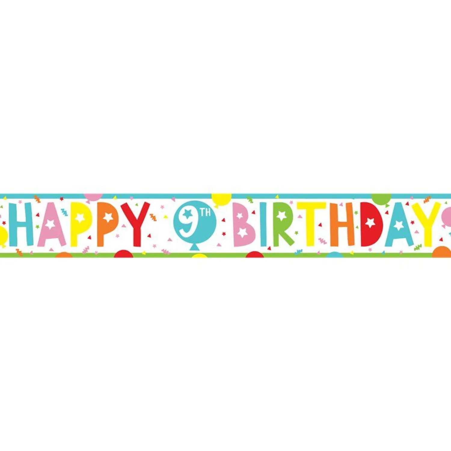 Party Delights 9Th Birthday Paper Banners - 1M (3Pk)< Banners