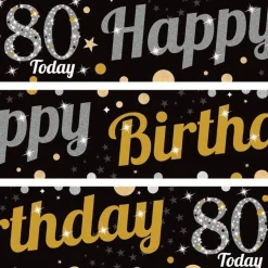 Party Delights 80Th Birthday Paper Banners - 1M (3Pk)< Banners