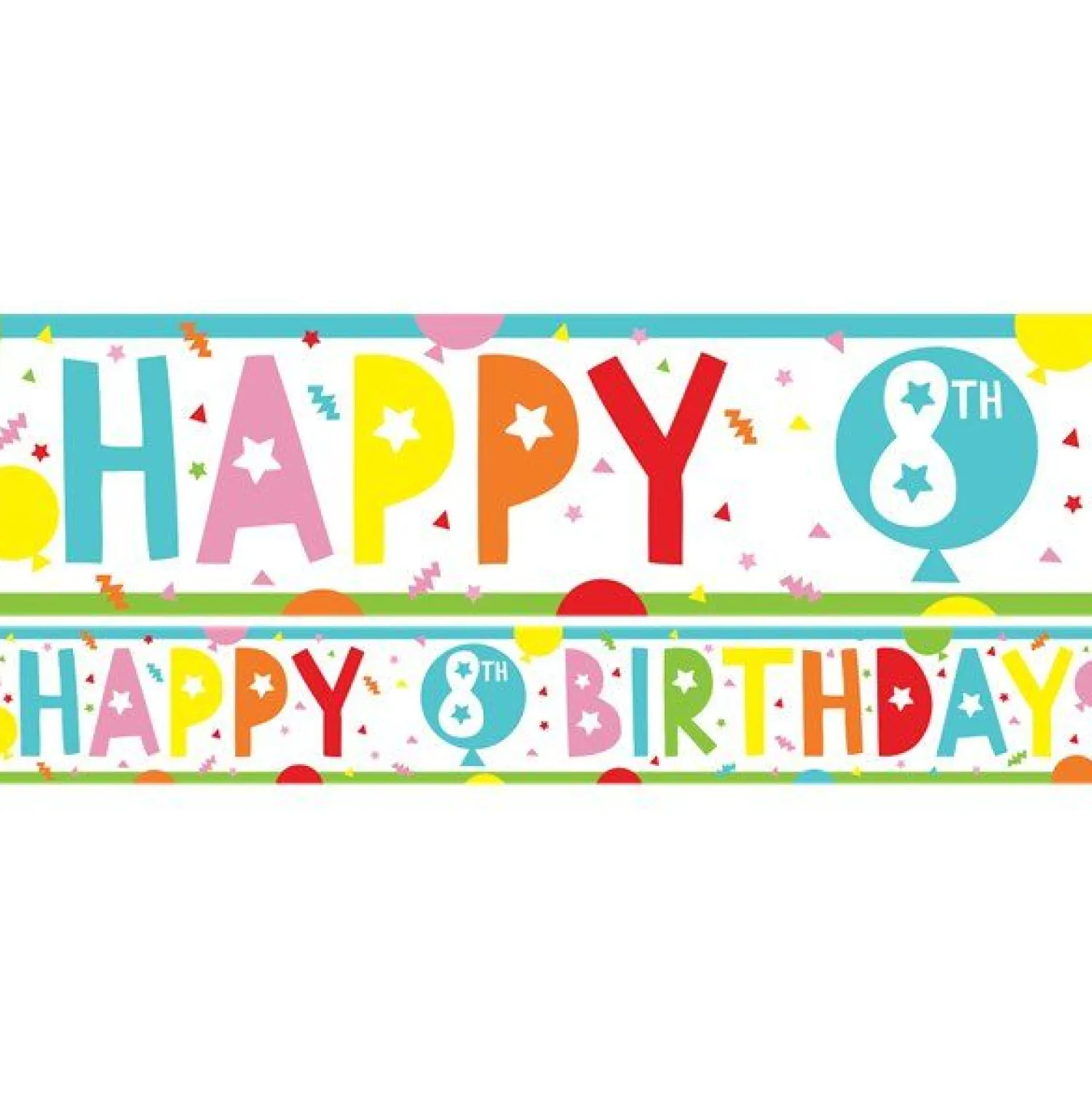 Party Delights 8Th Birthday Paper Banners - 1M (3Pk)< Banners