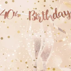 Party Delights 40Th Birthday Rose Gold Letter Bunting - 1M< Bunting