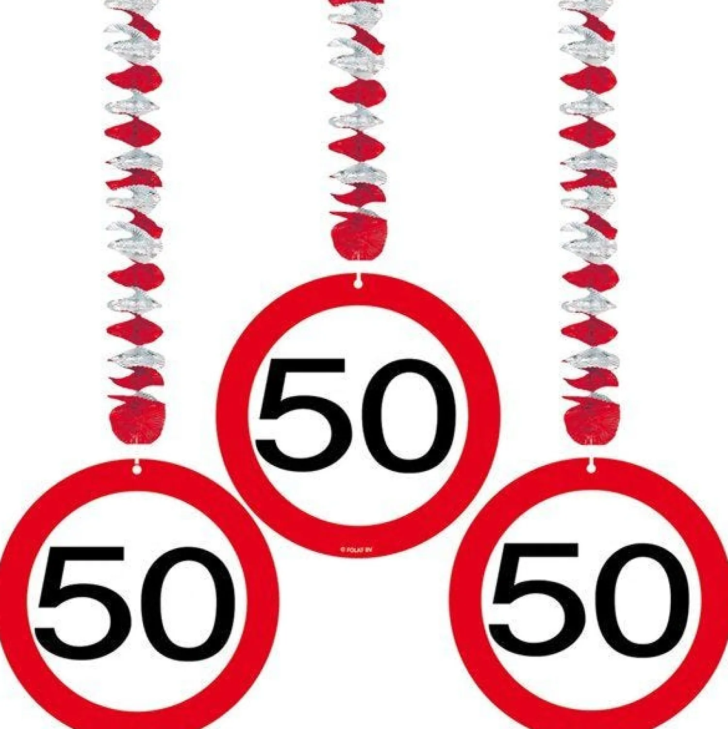 Party Delights 50Th Birthday Traffic Sign Hangers (3Pk)< Hanging Decorations