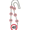 Party Delights 40Th Birthday Traffic Sign Necklace - 42Cm< Wearables