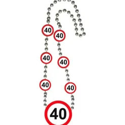 Party Delights 40Th Birthday Traffic Sign Necklace - 42Cm< Wearables
