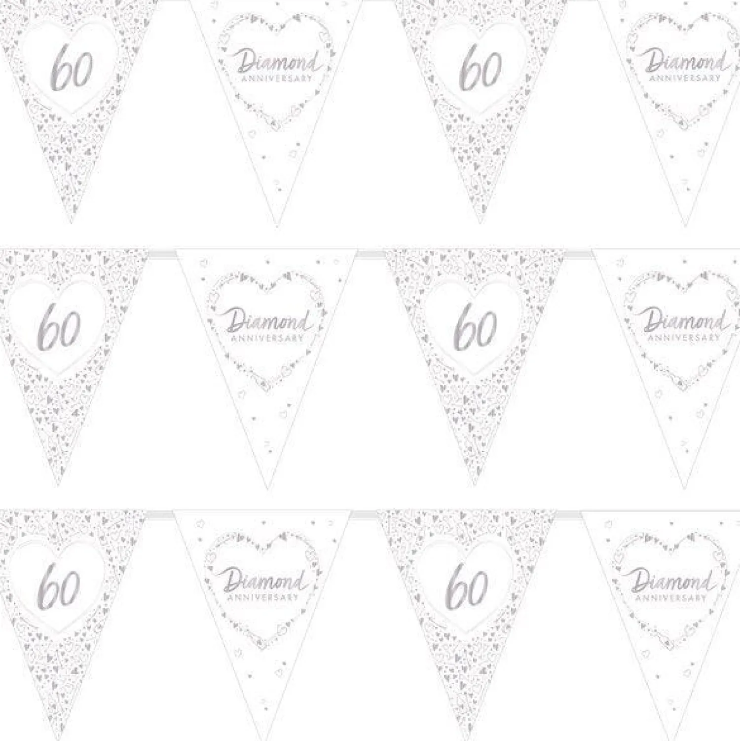 Party Delights 60Th Diamond Wedding Anniversary Flag Bunting - 3.7M< Bunting