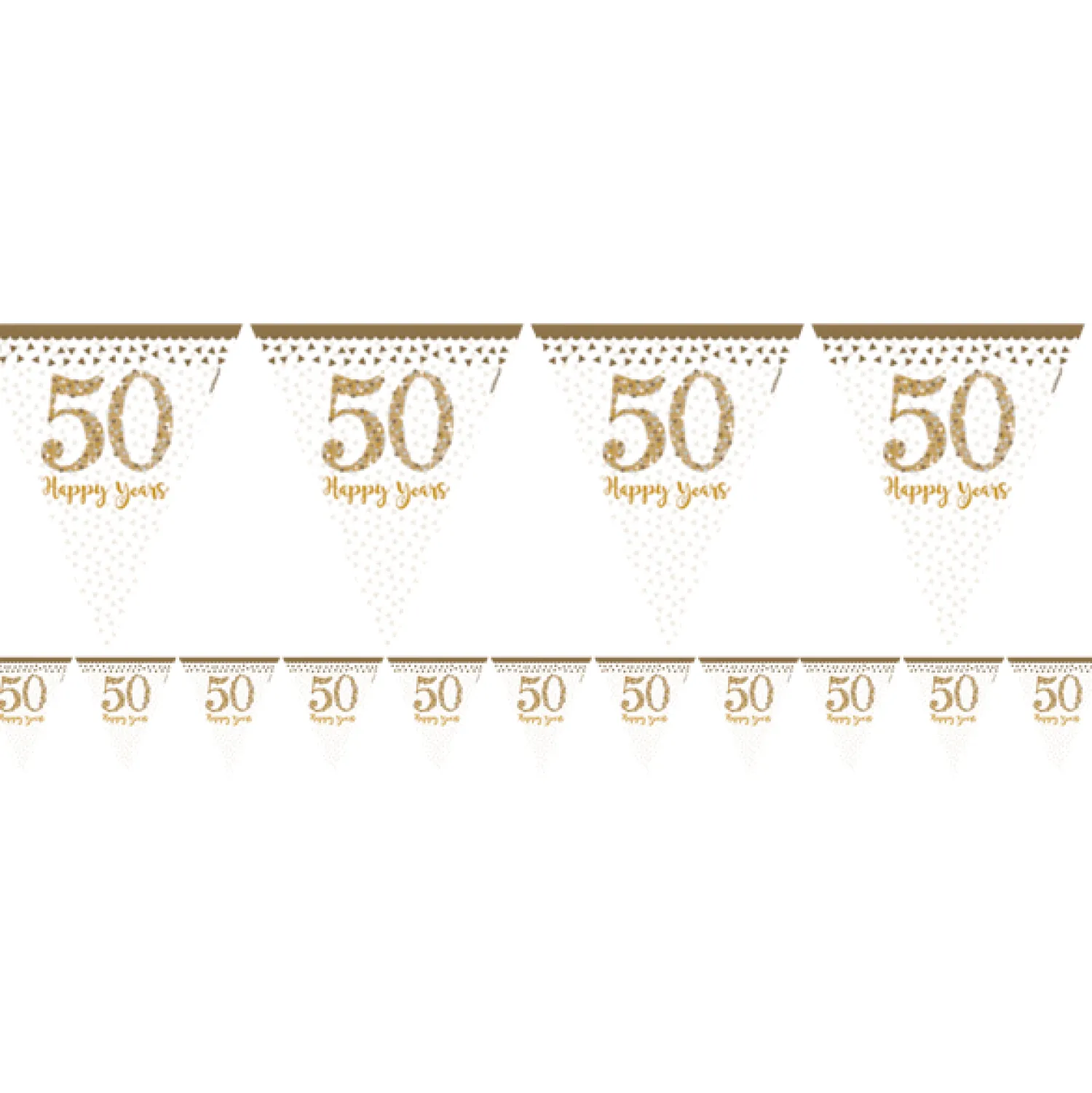 Party Delights 50Th Gold Sparkling Wedding Anniversary Plastic Flag Bunting - 4M< Bunting