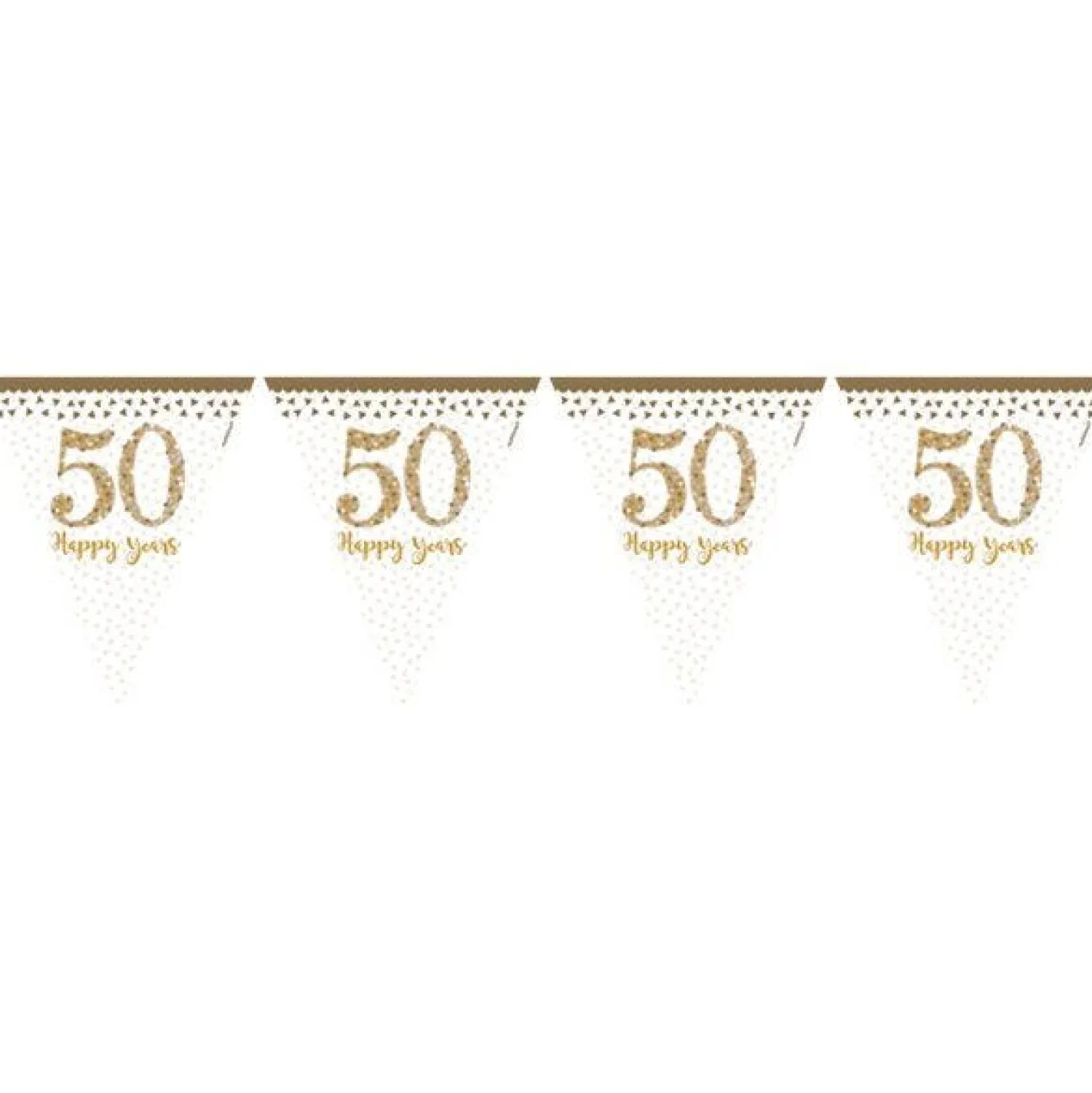 Party Delights 50Th Gold Sparkling Wedding Anniversary Plastic Flag Bunting - 4M< Bunting