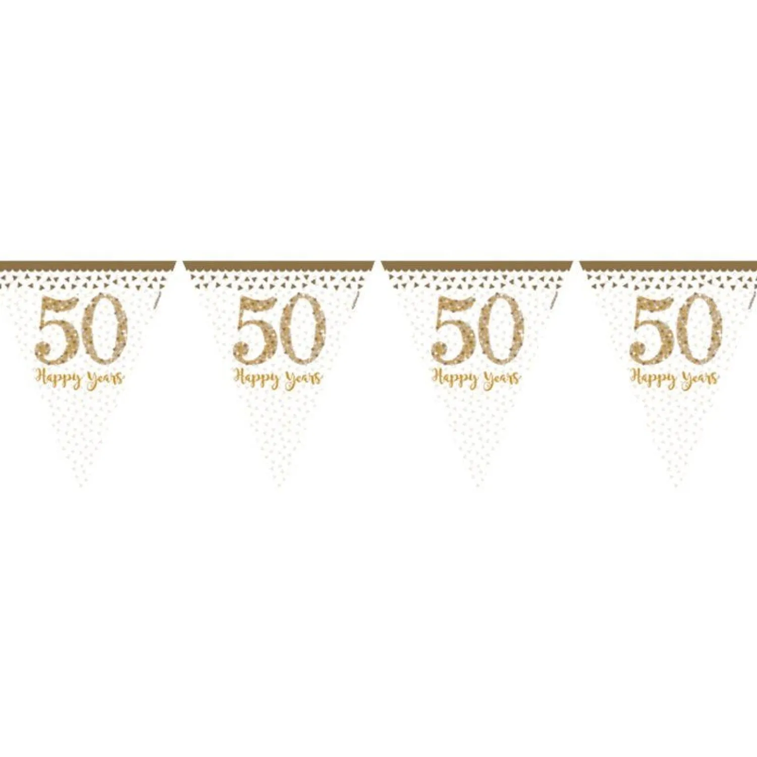 Party Delights 50Th Gold Sparkling Wedding Anniversary Plastic Flag Bunting - 4M< Bunting